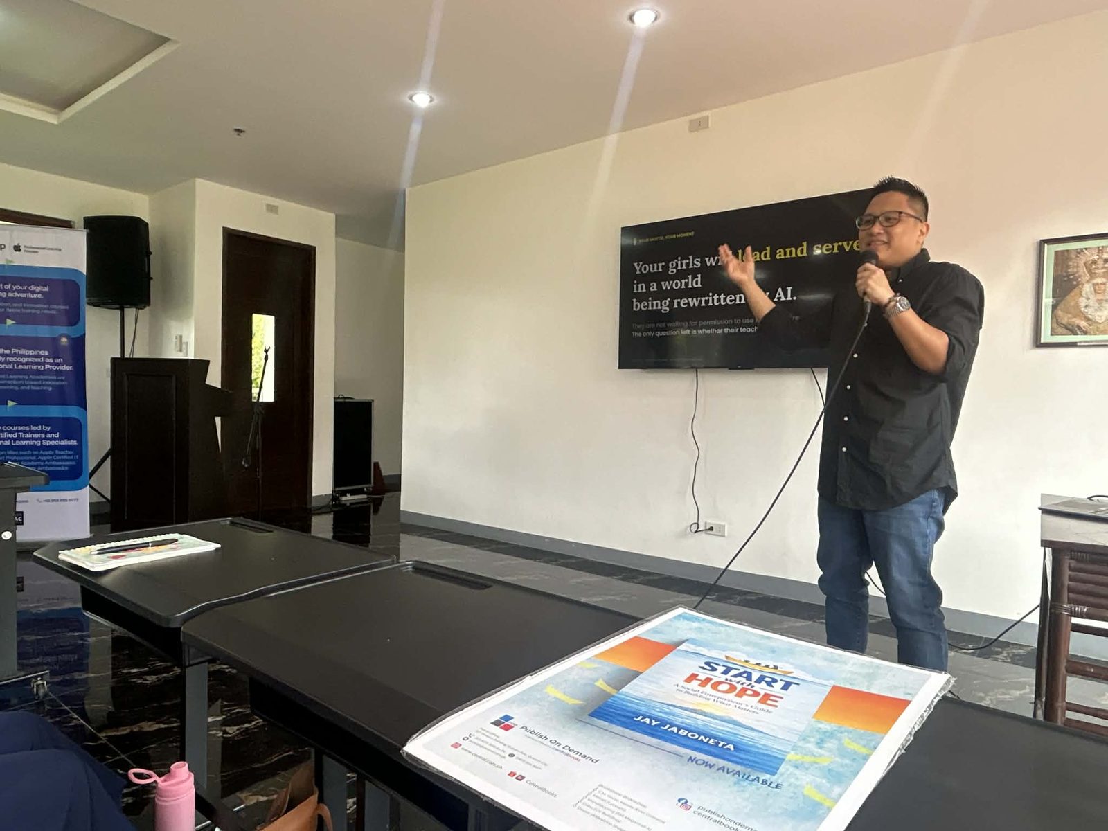 Jay Jaboneta speaking to PAREF educators — your girls will lead and serve in a world being rewritten by AI
