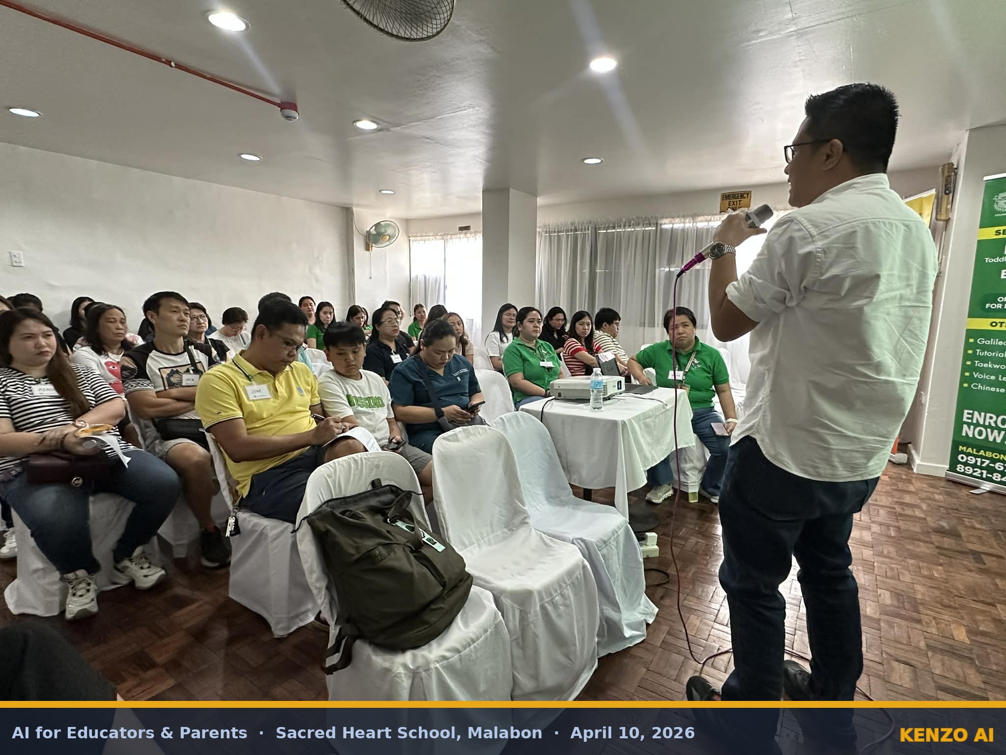 Full room of parents and teachers attending the Kenzo AI talk at Sacred Heart School, Malabon